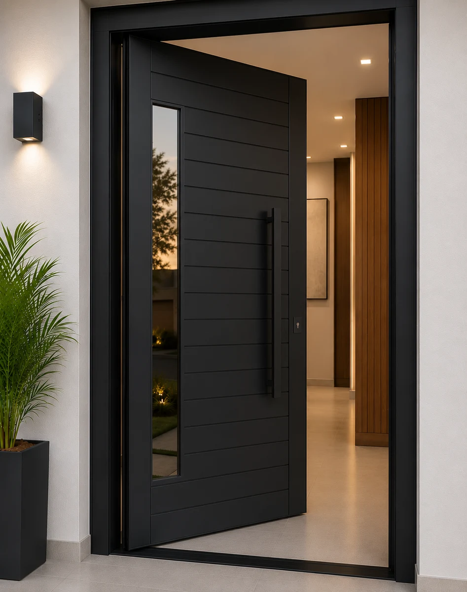 Porta Pivotante Vidro + Lambril